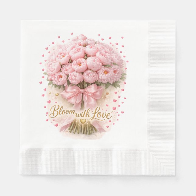 Guardanapo De Papel Soft Pink Peonies Bouquet – Paper Napkin (Frente)