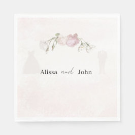 Guardanapo De Papel Soft Pink Roses & Bride and Groom Collection