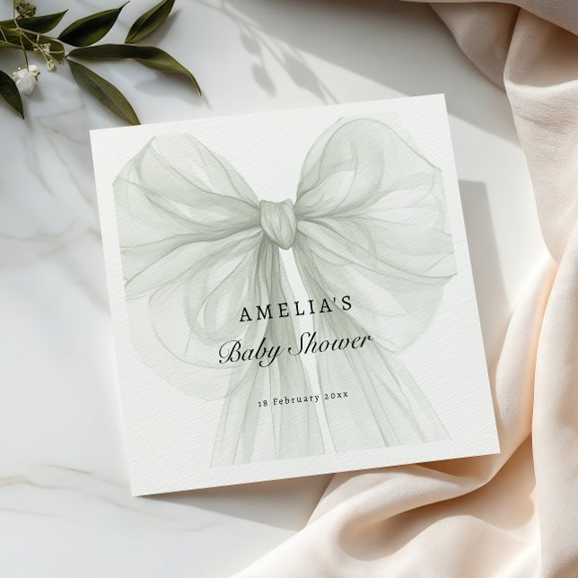 Guardanapo De Papel Soft Sage Chiffon Bow Neutral Baby (Criador carregado)
