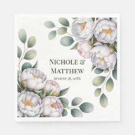 Guardanapo De Papel Soft White Peony with Eucalyptus Leaves Wedding