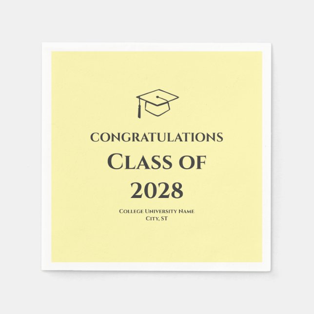 Guardanapo De Papel Soft Yellow Modern Congratulations Graduation  (Frente)