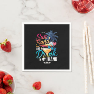 Guardanapo De Papel Sol Areia e uma Bebida na Mão Cruzeiro de Praia