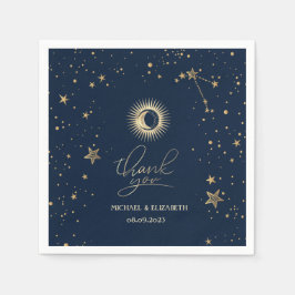 Guardanapo De Papel Sol Dourado Celestial E Estrelas Da Lua