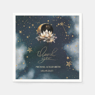 Guardanapo De Papel Sol Dourado Celestial, Lua, Estrelas Lótus Céu Not
