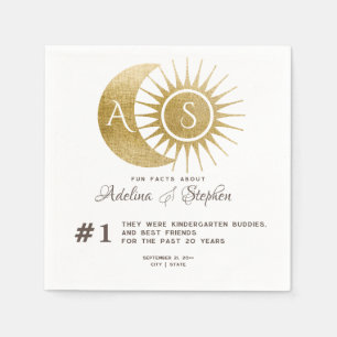 Guardanapo De Papel Sol Dourado Celestial Monograma Lua Fatos Divertid