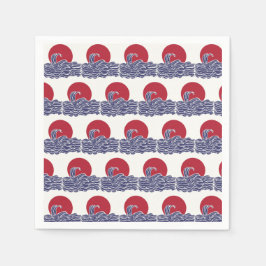 Guardanapo De Papel Sol e ondas do mar vermelho, branco e azul