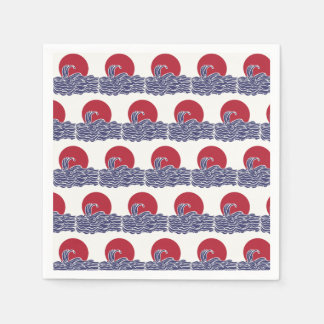 Guardanapo De Papel Sol e ondas do mar vermelho, branco e azul