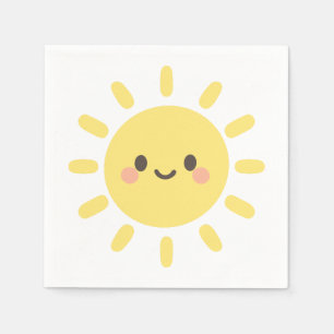 Guardanapo De Papel Sol Feliz Amarelo com Rosto Sorridente 