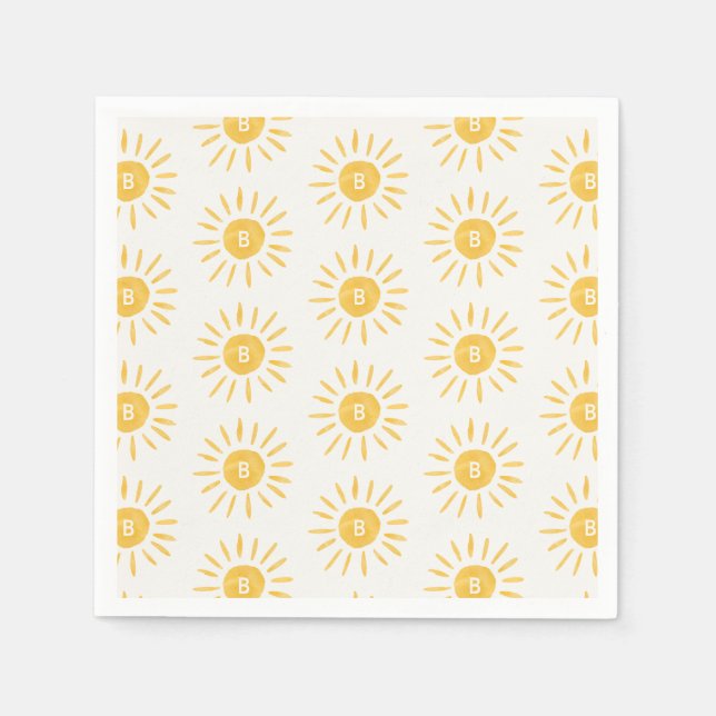 Guardanapo De Papel sol primeiro aniversario aquarela sol (Frente)