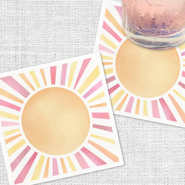 Guardanapo De Papel Sol Rosa Sol (Sunshine Pink Sun Napkins)
