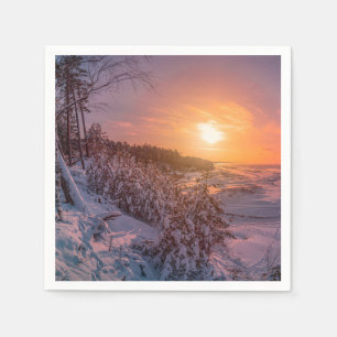 Guardanapo De Papel Sol sobre a costa da neve