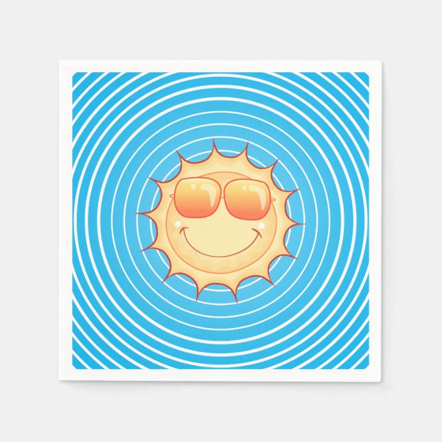 Guardanapo De Papel Sol Sorridente do Céu Azul (Frente)