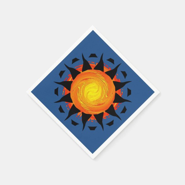 Guardanapo De Papel Sol tribal em azul (Canto)
