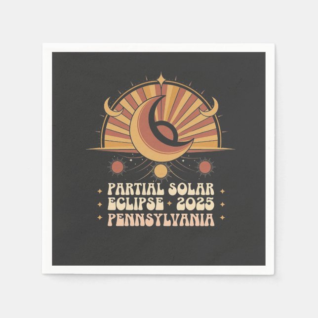 Guardanapo De Papel Solar Eclipse Parcial Pensilvânia 2025 (Frente)