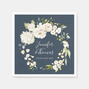 Guardanapo De Papel Solha Floral Branca de Watercolor no Casamento do