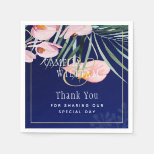 Guardanapo De Papel Solha Real Azul da Ilha Tropical Sai Casamento