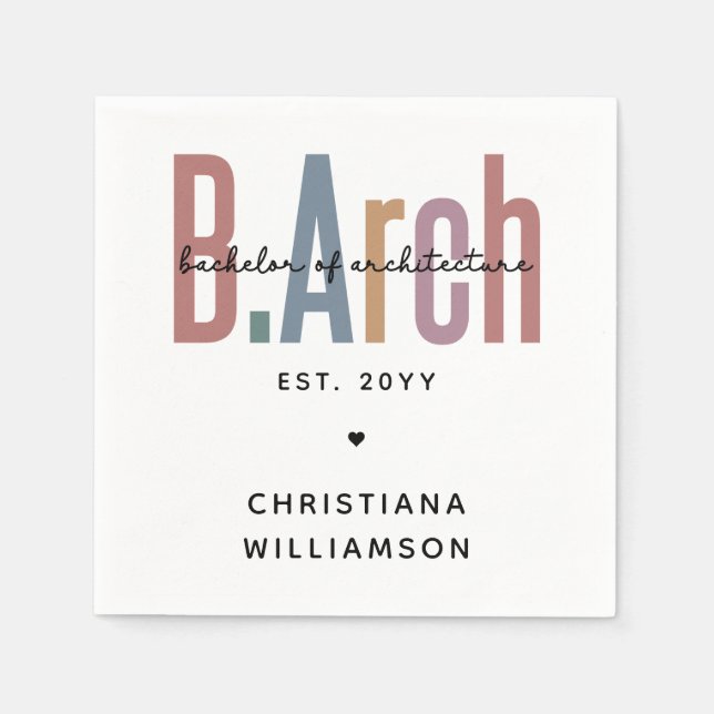 Guardanapo De Papel Solteiro BArch personalizado de graduação de arqui (Frente)