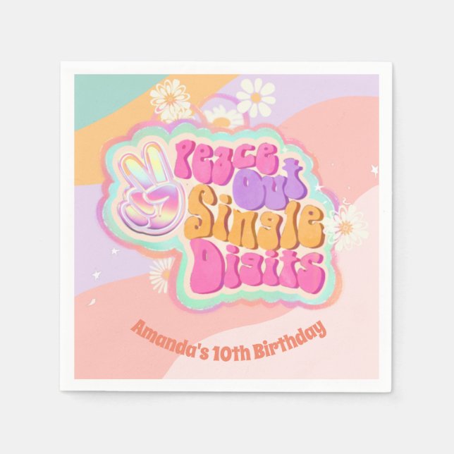 Guardanapo De Papel Solteiro Groovy Peace Out - Dígitos 10 (Frente)
