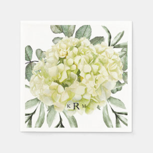 Guardanapo De Papel Solteiro Hydrangea Black Monograma Coctail