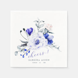 Guardanapo De Papel Sombra de Casamento Floral Real Azul De Marfim