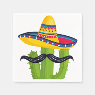 Guardanapo De Papel Sombrero vestindo Cactus com bigode