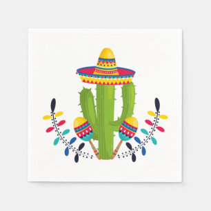Guardanapo De Papel Sombrero vestindo Cactus com Maracas