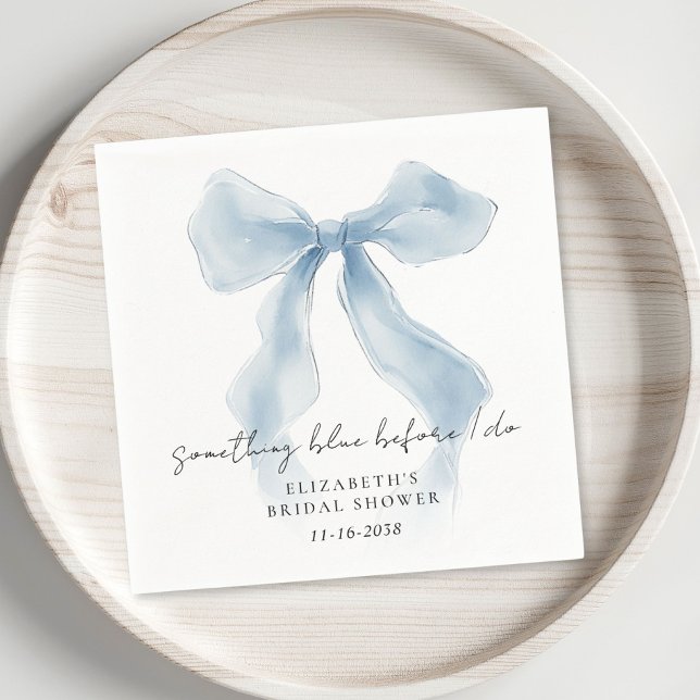 Guardanapo De Papel Something Blue Before I Do Bow Bridal Shower (Something Blue Before I Do Bow Bridal Shower Napkins)
