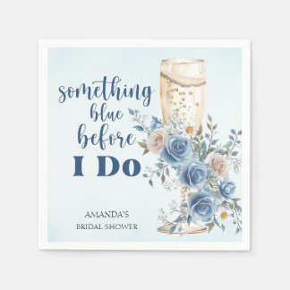 Guardanapo De Papel Something Blue Blush Roses Floral Bridal Shower
