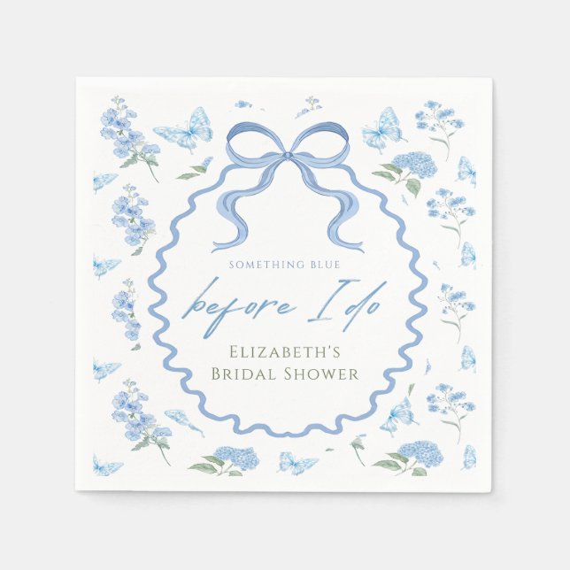 Guardanapo De Papel Something Blue Hydrangea Bridal Shower Napkins (Frente)