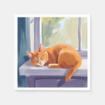 Soneca de Gato | Pet de Aquarela de Gatinho Laranj