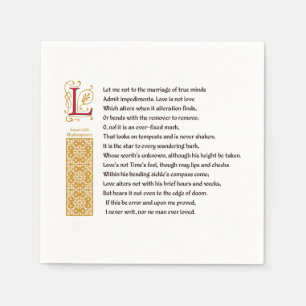 Guardanapo De Papel Soneto 116 de Shakespeare (CXVI) no pergaminho