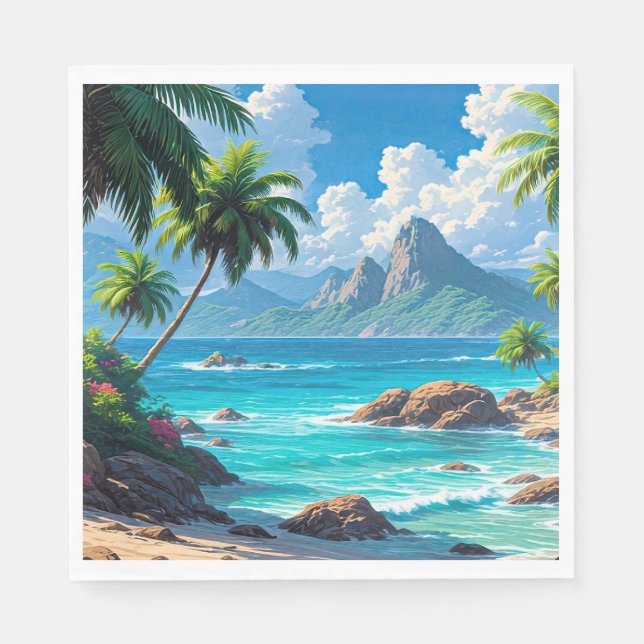 Guardanapo De Papel Sonhe, Paraíso Tropical, (Frente)