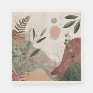 Guardanapo De Papel Sonho Botânico Abstrato em Terracota Contemporâneo
