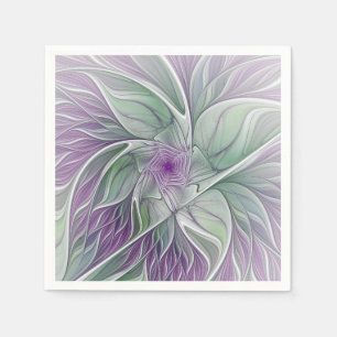 Guardanapo De Papel Sonho de Flor, Arte Fractal Abstrata Roxa Verde
