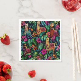 Guardanapo De Papel Sonho de Llama na Selva Padrão de Superfície Perfe