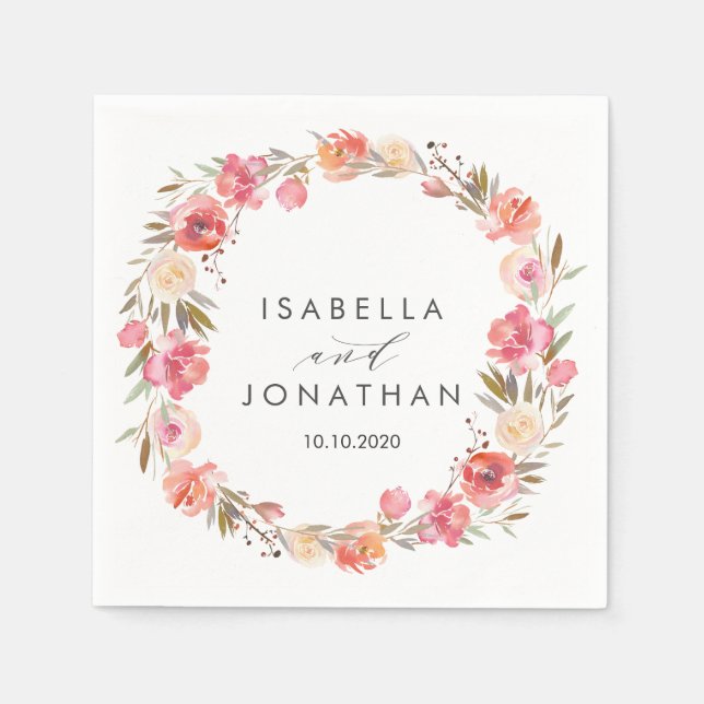 Guardanapo De Papel Sonho Rosa | Flores Casamento Russo Personalizado (Frente)