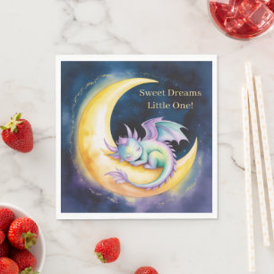 Guardanapo De Papel Sonhos Doces Dragão e Metade da Lua Chá de Bebê