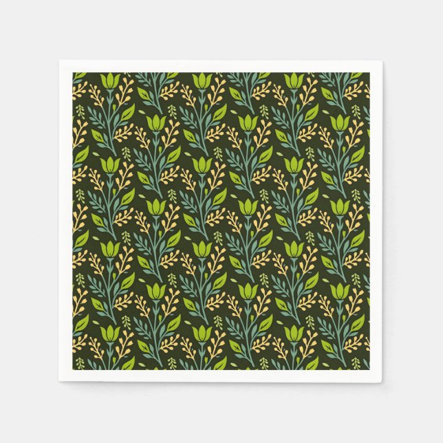 Guardanapo De Papel Sophisticated blue & beige floral pattern design  (Frente)