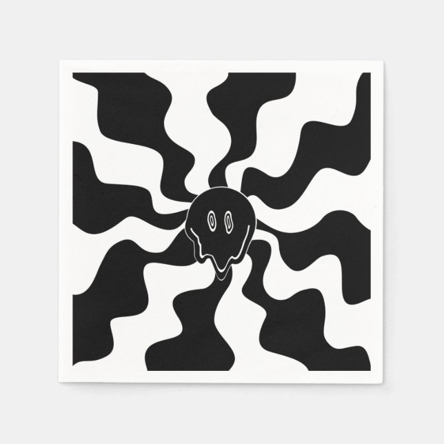 Guardanapo De Papel Sorria derretida - Preto e Branco (Frente)