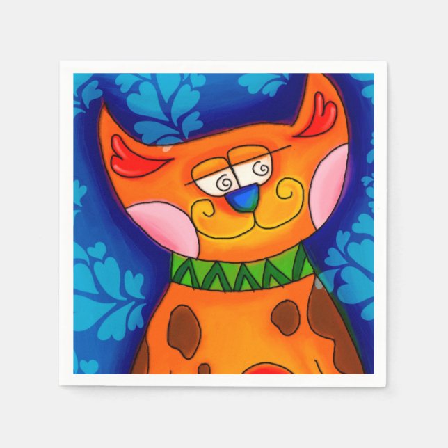 Guardanapo De Papel Sorriso Laranja Tabby Cat (Frente)
