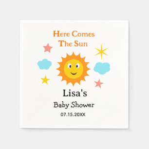 Guardanapo De Papel Sorriso Sol Aqui Vem O Chá de fraldas Sol
