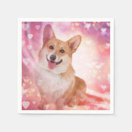 Guardanapo De Papel Sorriso Welsh Corgi com Corações