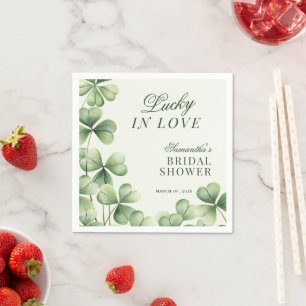 Guardanapo De Papel Sortuda no Amor Chá de Noiva Trevo Verde