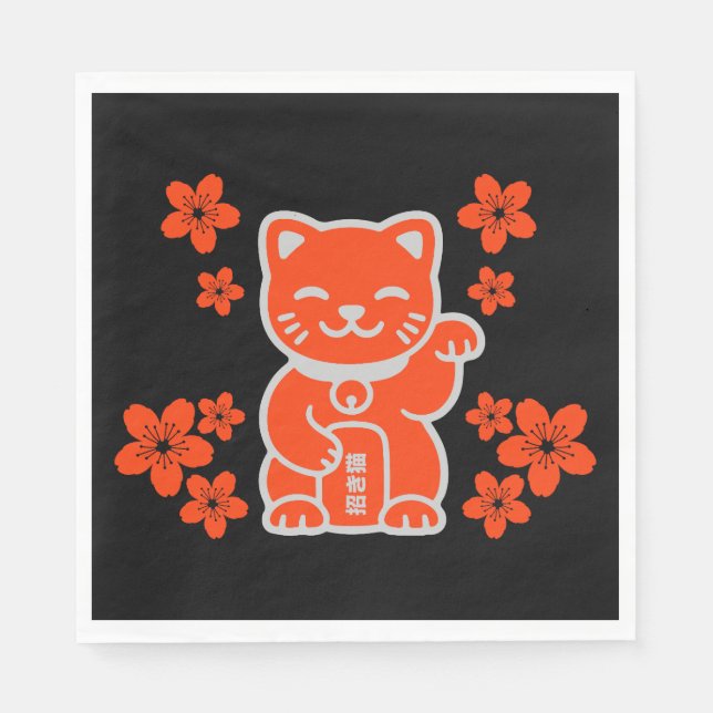 Guardanapo De Papel Sortudo japonês Maneki-neko (Frente)