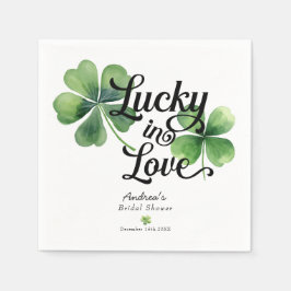 Guardanapo De Papel Sortudo no Amor | Chuveiro de Noiva em Aquarela
