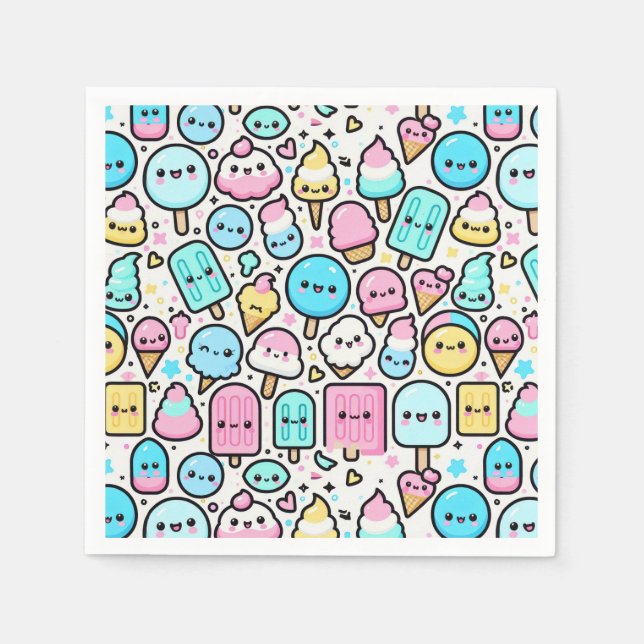 Guardanapo De Papel Sorvete Cone e poços (Frente)
