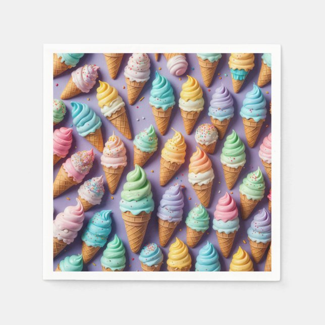 Guardanapo De Papel Sorvete Cones Com Sprinkles (Frente)
