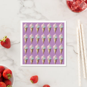Guardanapo De Papel Sorvete cor-de-rosa, algodão doce, aniversário