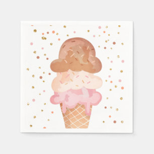 Guardanapo De Papel Sorvete de Boho Rosa Cone Confetti Papel Napkins