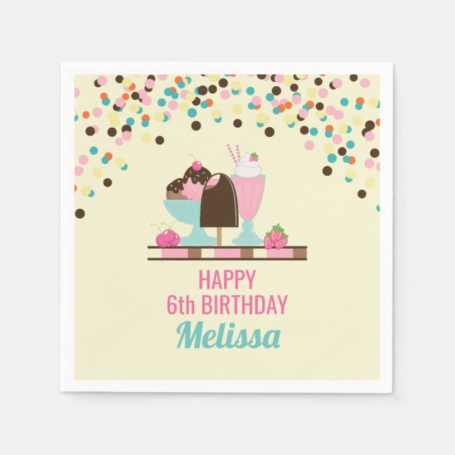 Guardanapo De Papel Sorvete Doce Ameaça Parabéns (Frente)